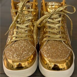 Gold Glitter High-Top Sneakers